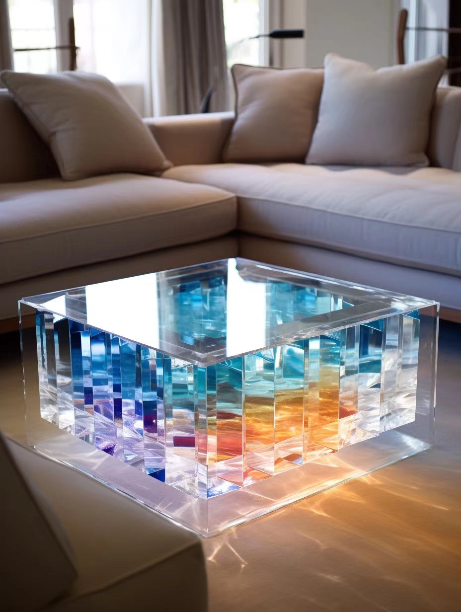 Colorful crystal coffee table