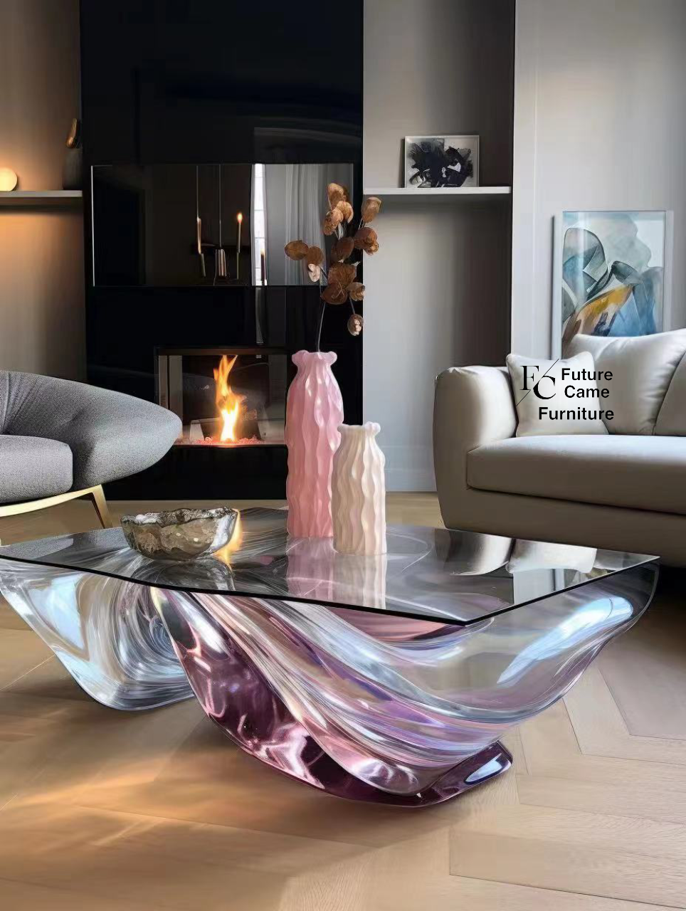 Colorful crystal coffee table