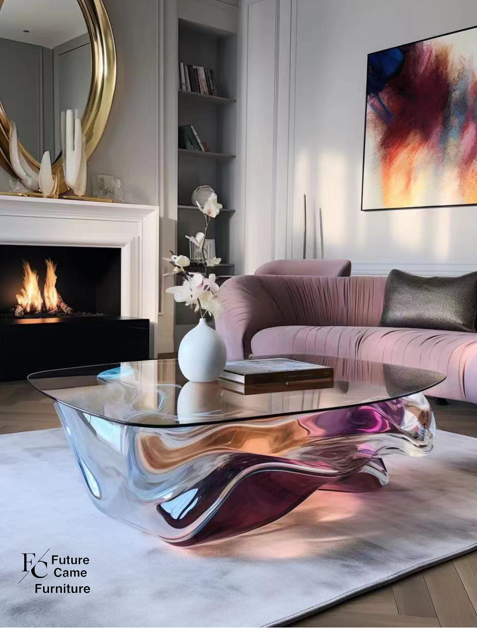 Colorful crystal coffee table