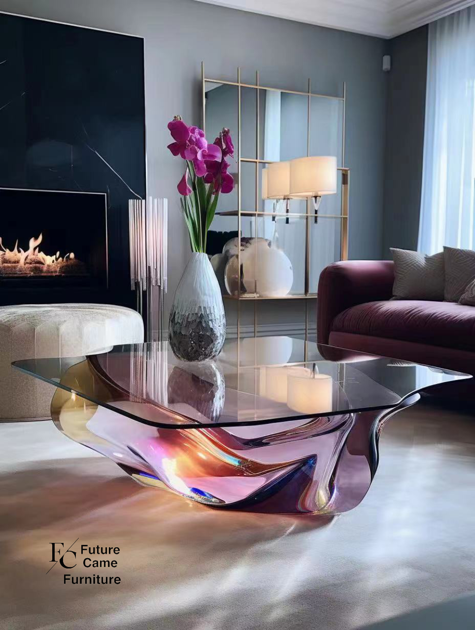 Colorful crystal coffee table