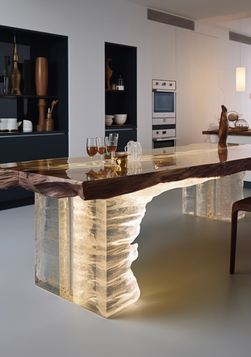 Big wood crystal dining table