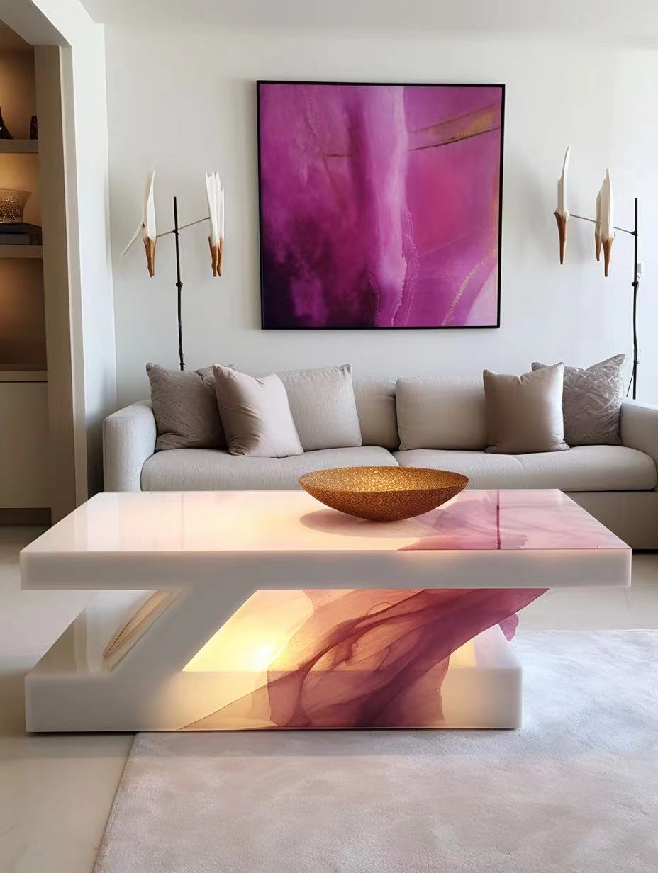 Crystal colorful coffee table