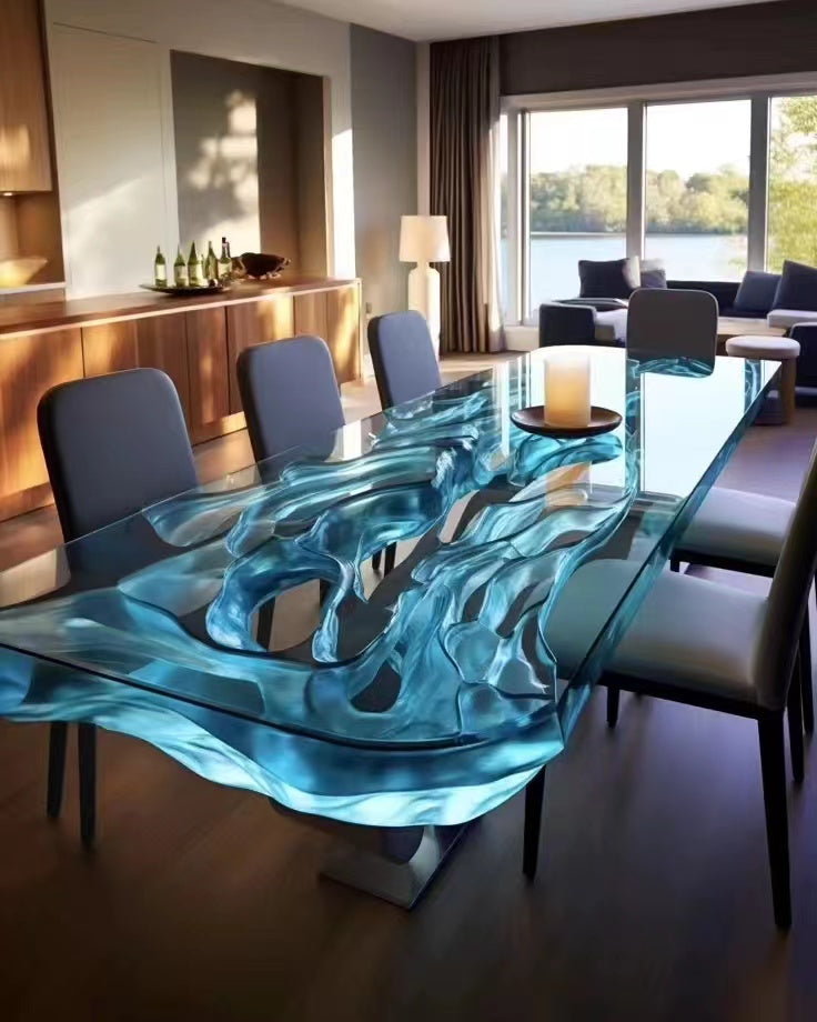 Blue resin table