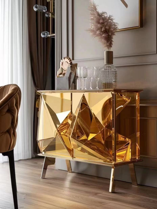 A golden resin console