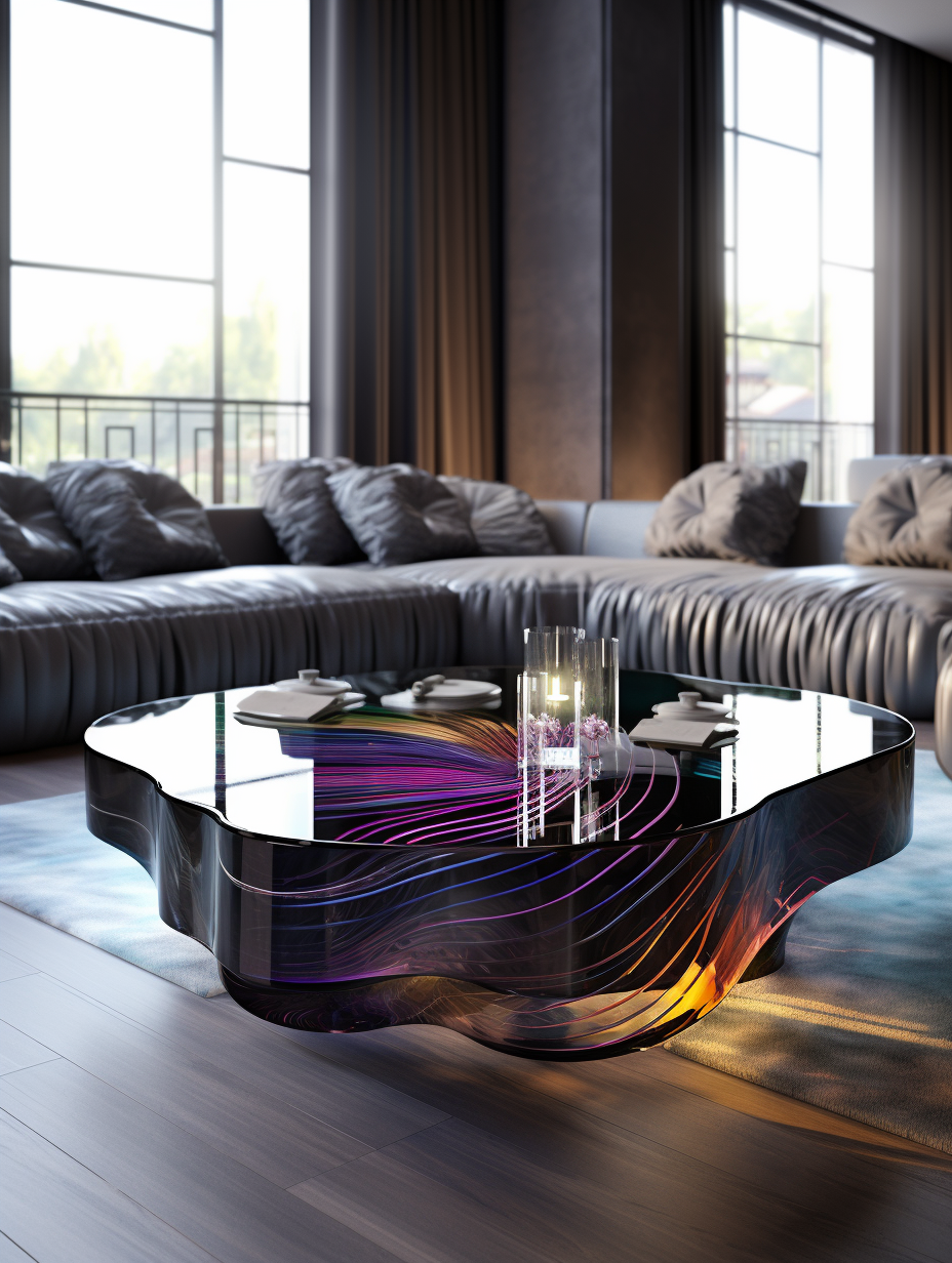 Colorful crystal coffee table