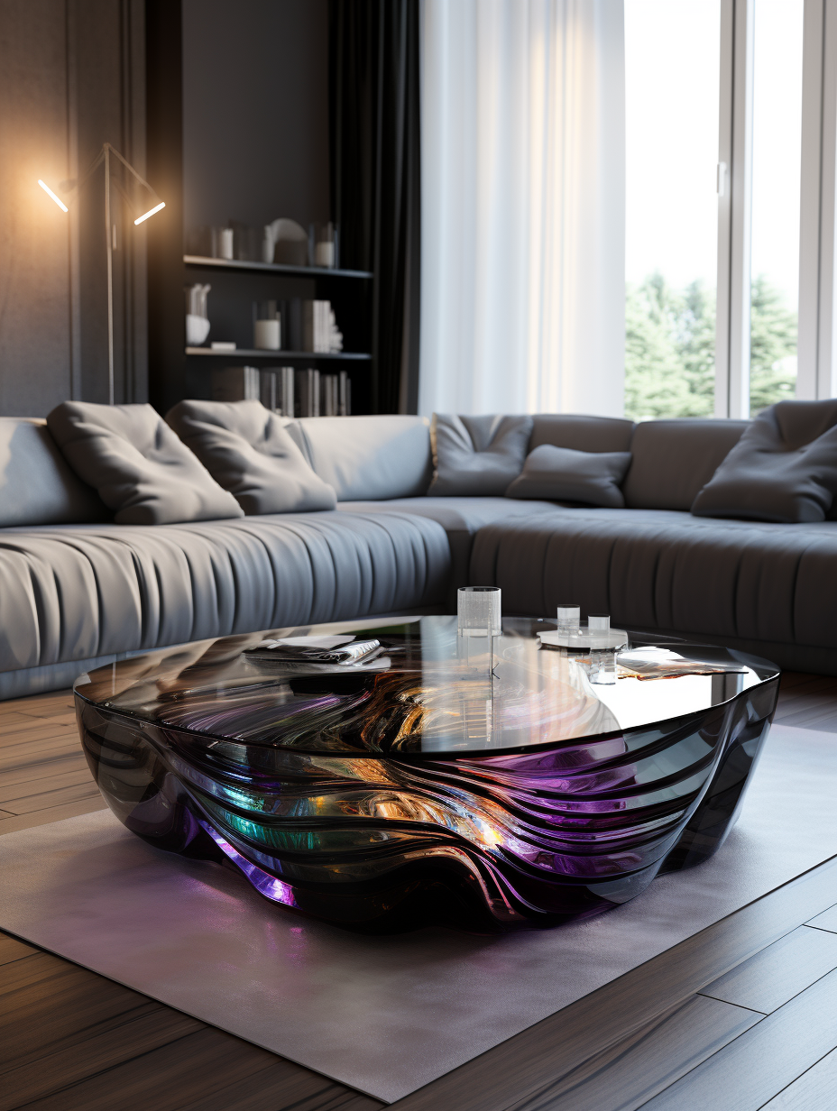 Colorful crystal coffee table