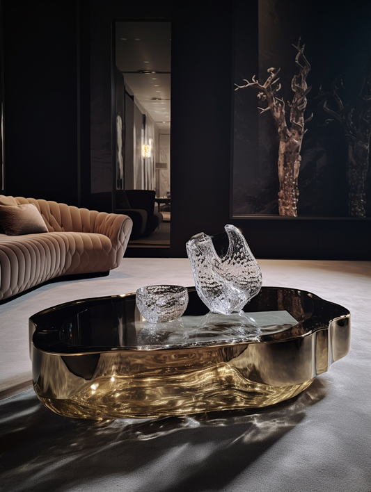 Golden crystal coffee table