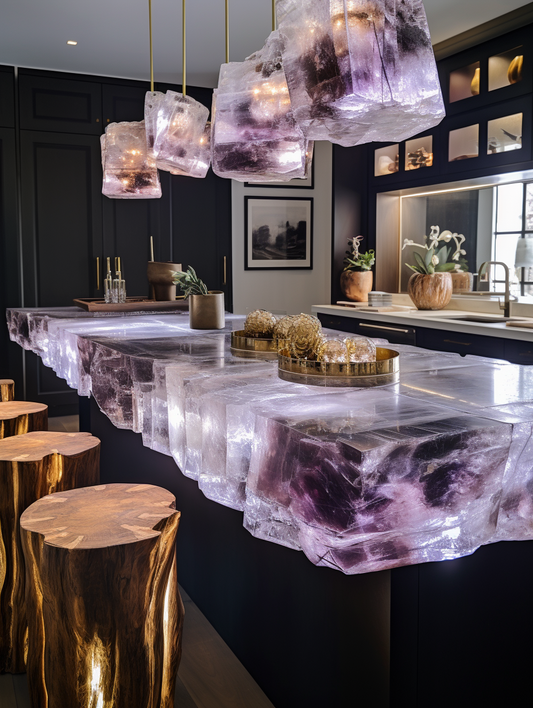 Purple crystal bar table