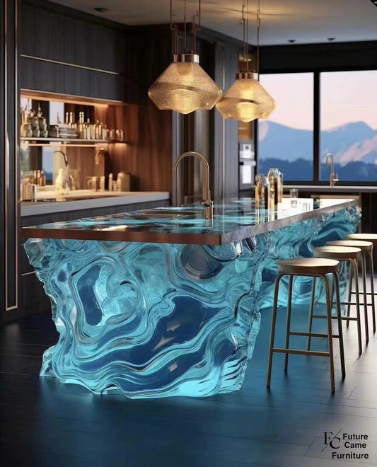 Blue crystal bar table