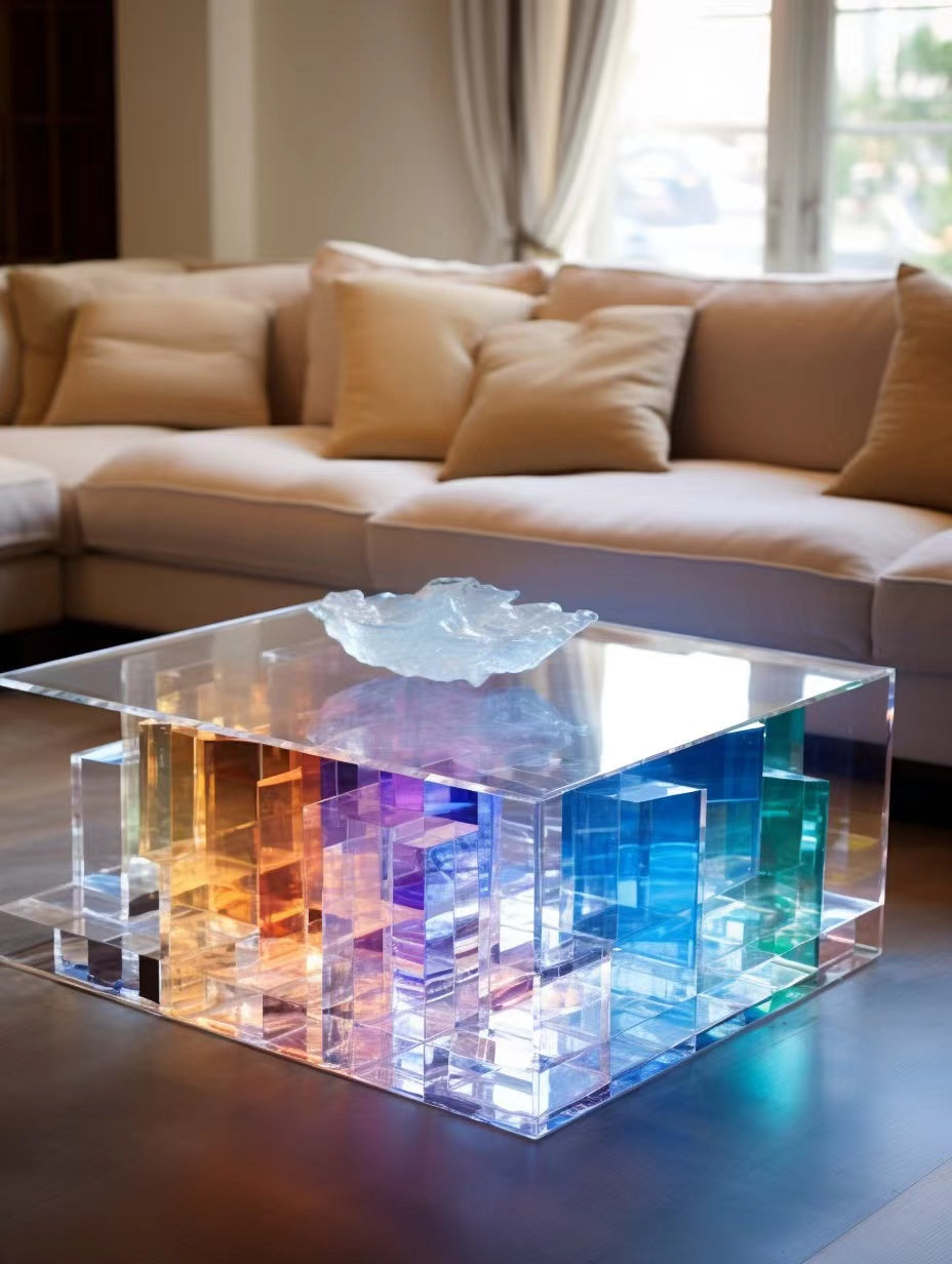 Colorful crystal coffee table