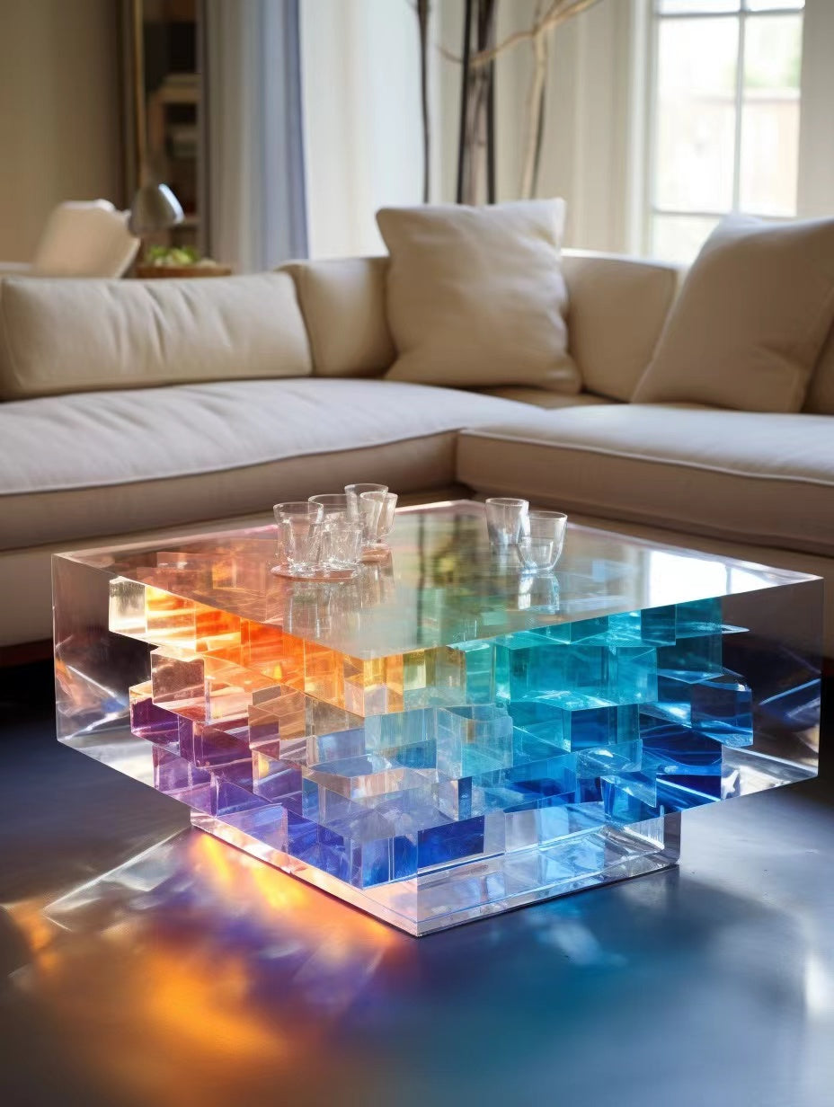 Colorful crystal coffee table