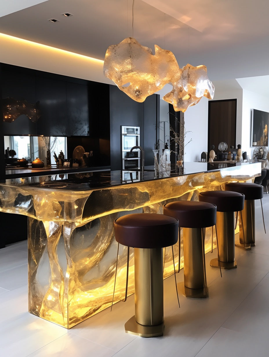 Gold crystals bar table